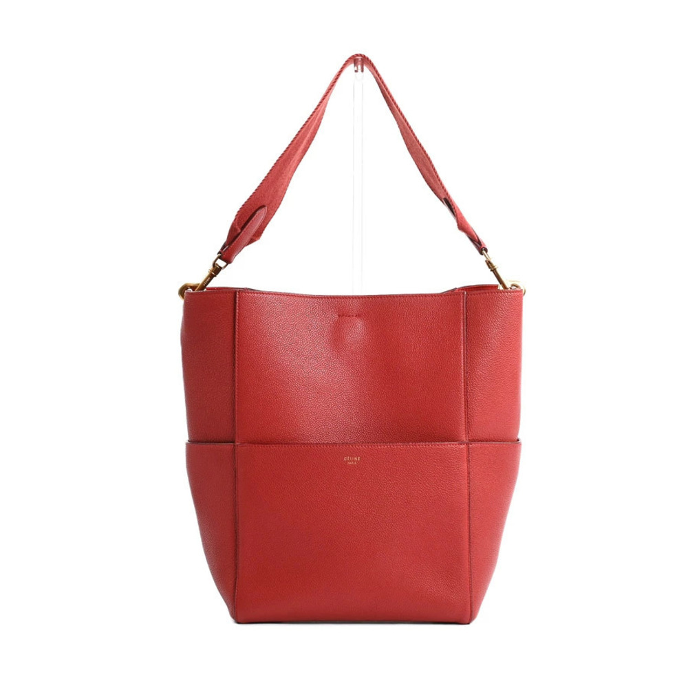 Celine Sangle Bucket Shoulder Bag Red
